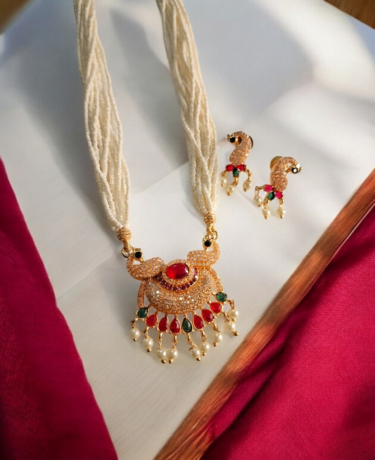 Saachi multicolor stone tanmani necklace set