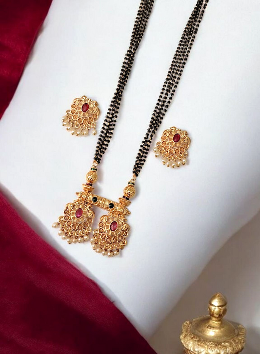 Sanskriti Sutra gold plated traditional mangalsutra set