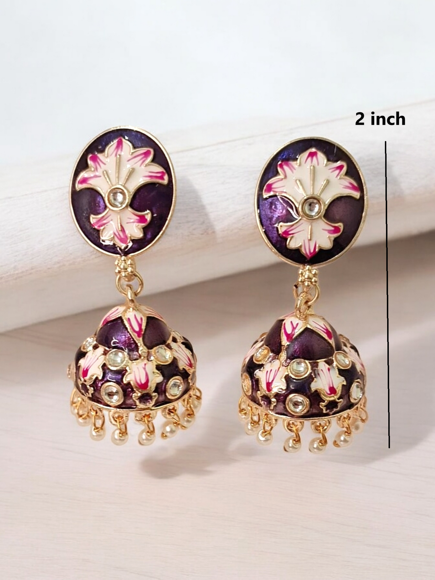 Sara Purple Meenakari Jhumka