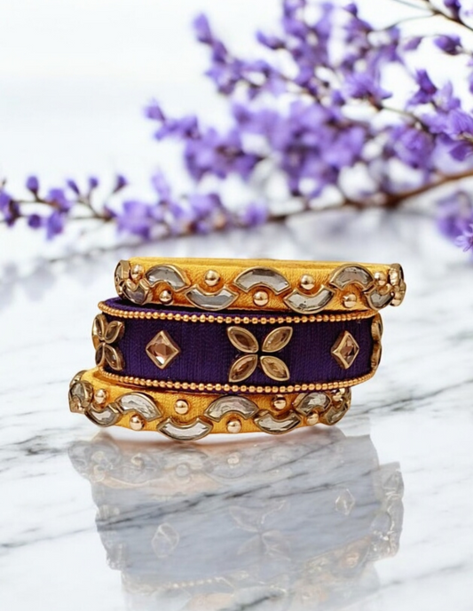 Sarisha purple & yellow bangle set