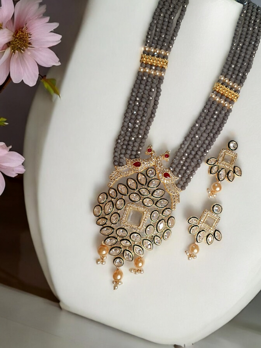 Stuti Grey royal necklace set