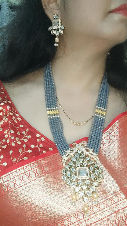 Stuti Grey royal necklace set