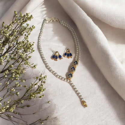 Tayira Royal Blue Pearl Necklace Set