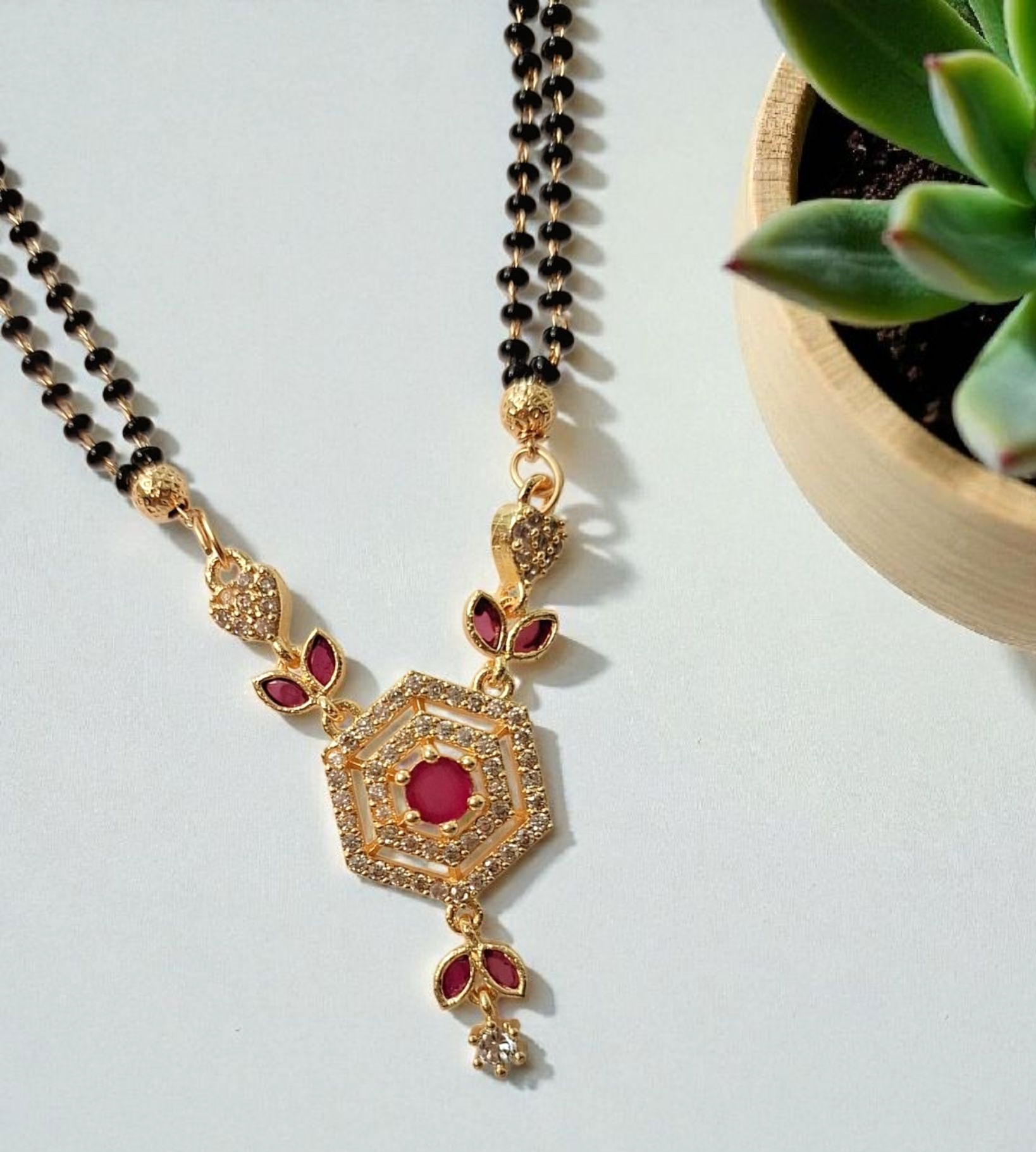 Tulsi Grace Designer Gold Plated short mangalsutra for modern bride