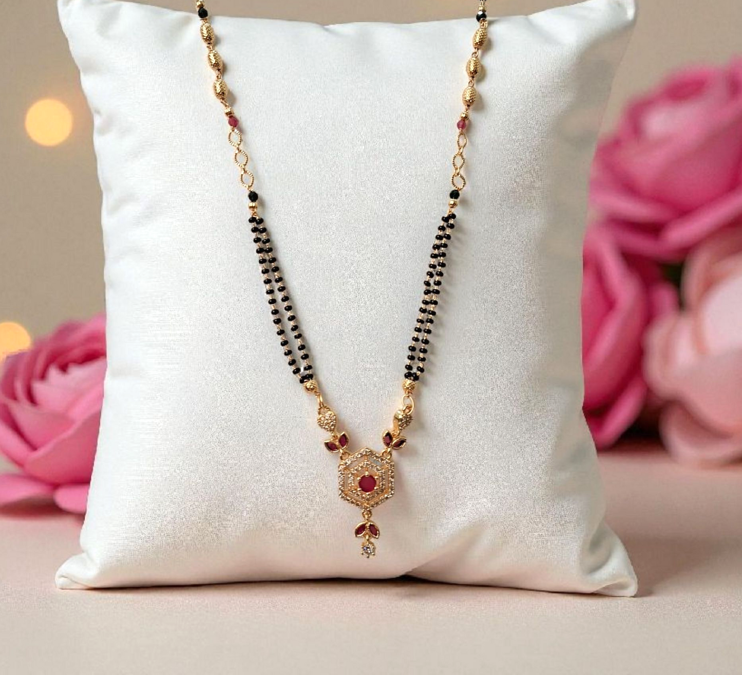 Tulsi Grace Designer Gold Plated short mangalsutra for modern bride