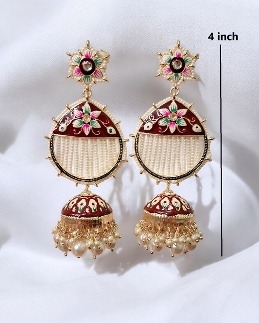 Yuthika maroon meenakari jhumka