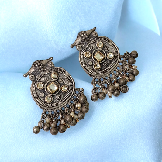 Ziya silver oxidised studs