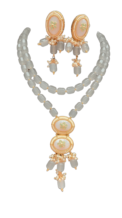 Ayra Pink and Grey Necklace Set