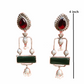 Pakhi maroon and green oxidised danglers