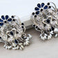 Mayurika blue stone oxidized studs