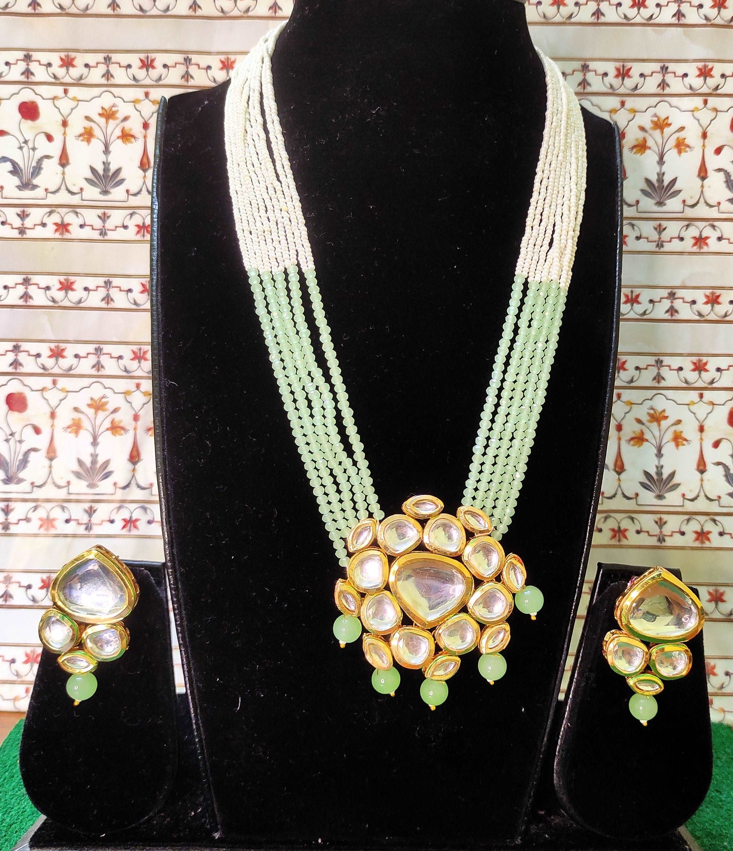 Edha Pista Green Necklace Set