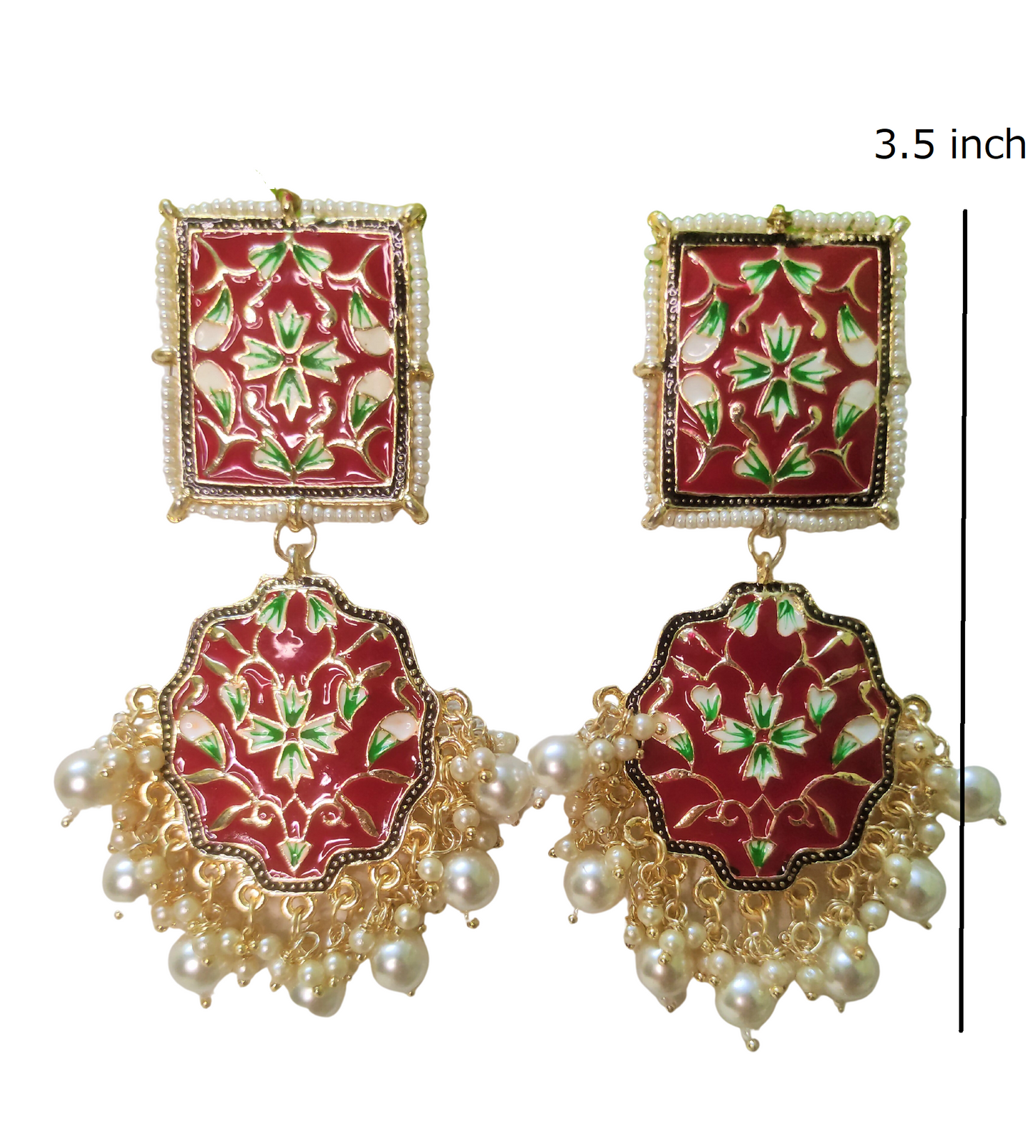 Nalini Red meenakari earrings