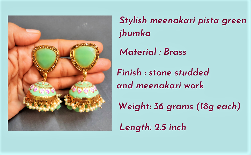 Buy NAYANSH Earrings for Women & Girls| Traditional Pista Meenakari Earring|  Gold Plated Jhumkas | Floral Dangler Earrings | Accessories Jewellery |  Birthday & Anniversary Gift Online at Best Prices in India - JioMart.