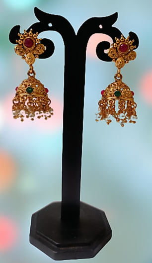 Arini gold plated red beaded necklace set