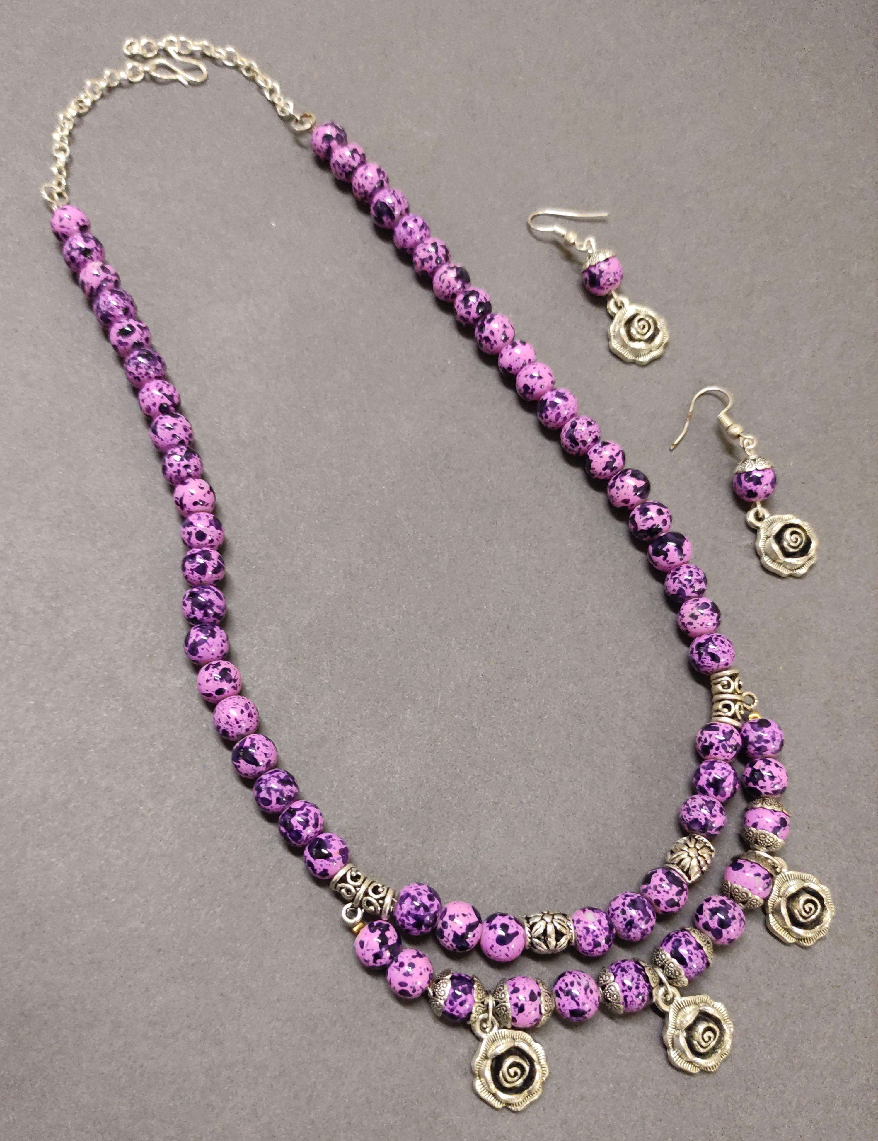 Glass Seed Bead Silver Lined Purple Wine Colour Necklace Extra Long | eBay